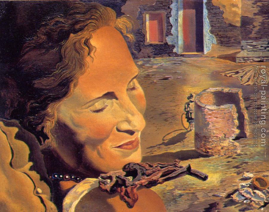 Salvador Dali : Portrait of Gala with Two Lamb Chops Balanced on Her Shoulder